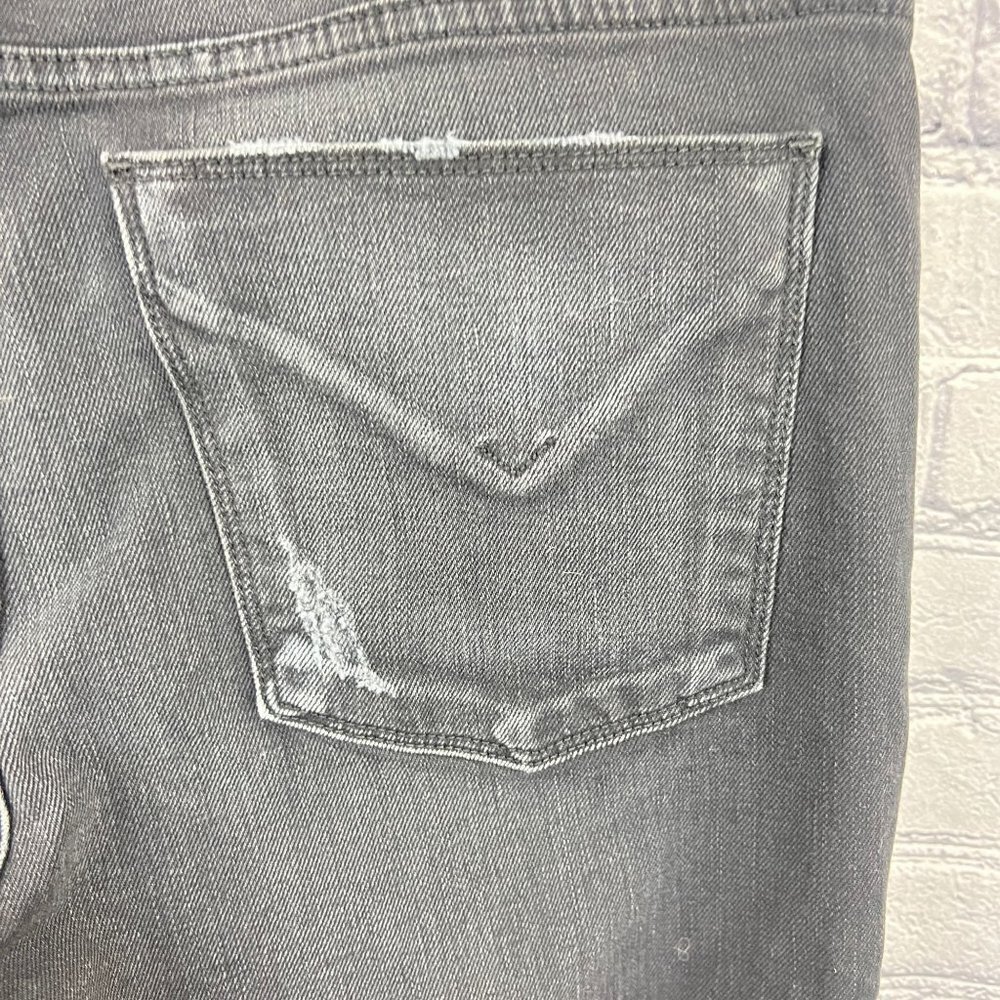 Hudson Riley Crop Jeans Womens 29 Black Relaxed Straight Stars Button Fly - Picture 6 of 11